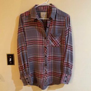 Women's Casa Cabana Flannel Shirt, Medium, grey/pink/black